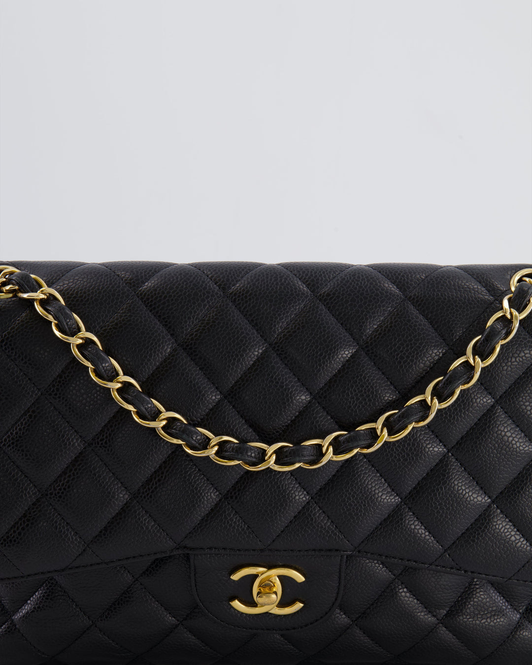 Top Quality Chanel Black Jumbo Classic Double Flap Bag in Caviar Leather with Gold Hardware RRP ¬£9,540