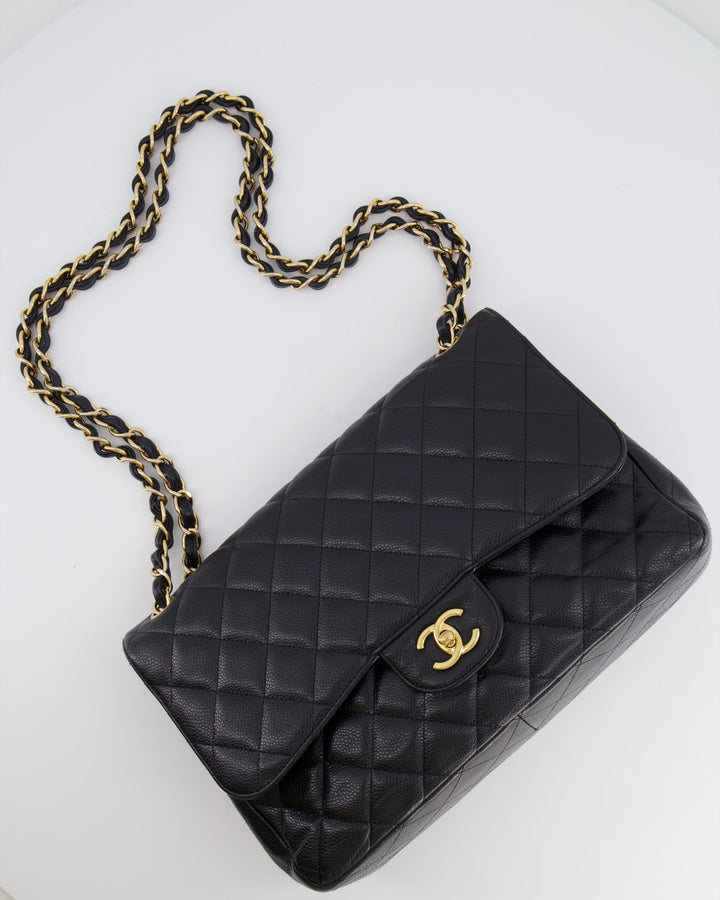 Top Quality Chanel Black Jumbo Classic Double Flap Bag in Caviar Leather with Gold Hardware RRP ¬£9,540