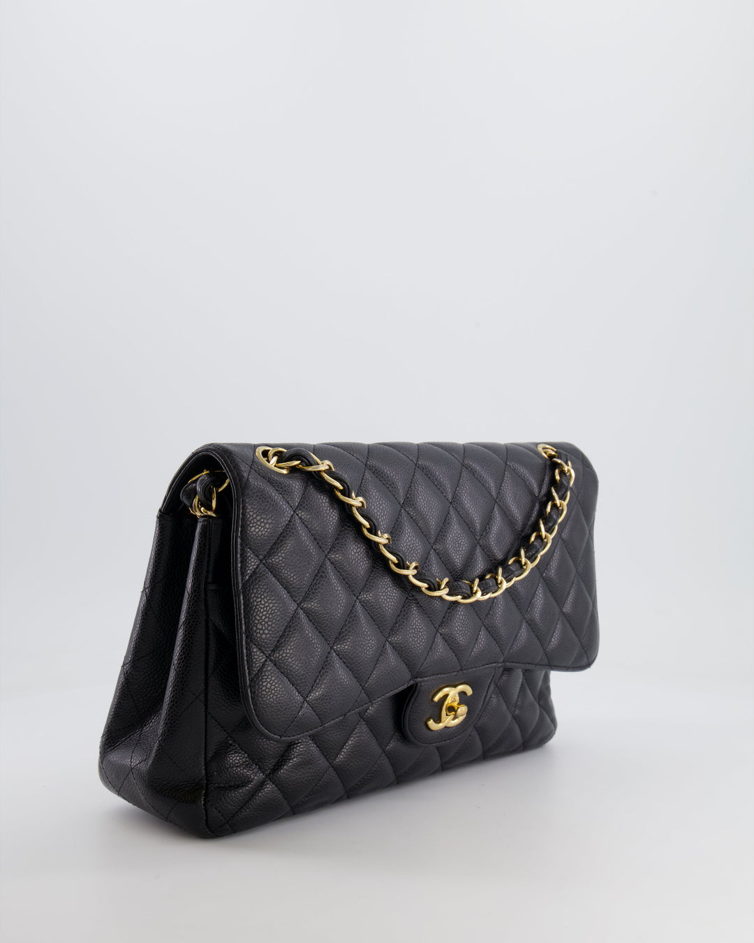 Top Quality Chanel Black Jumbo Classic Double Flap Bag in Caviar Leather with Gold Hardware RRP ¬£9,540