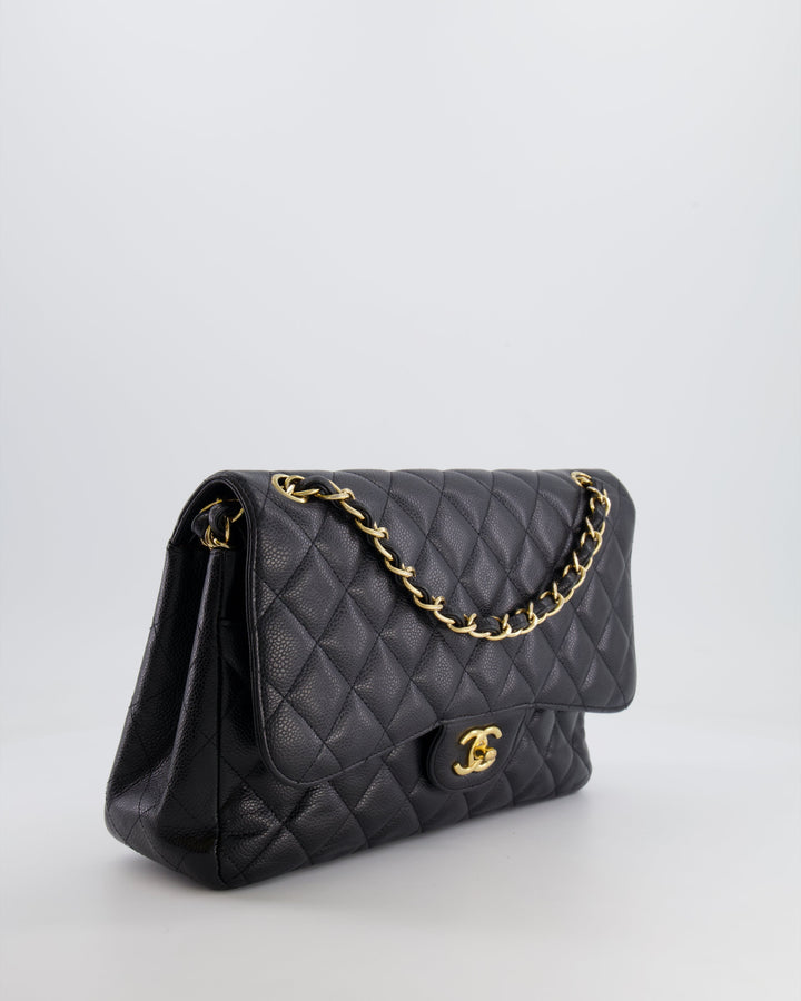 Top Quality Chanel Black Jumbo Classic Double Flap Bag in Caviar Leather with Gold Hardware RRP ¬£9,540