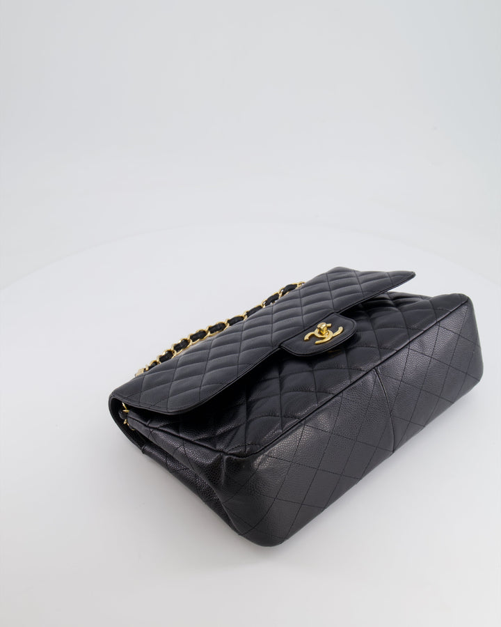 Top Quality Chanel Black Jumbo Classic Double Flap Bag in Caviar Leather with Gold Hardware RRP ¬£9,540
