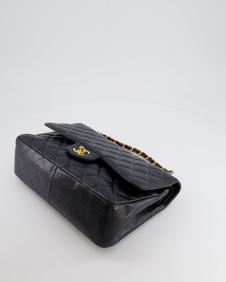 Top Quality Chanel Black Jumbo Classic Double Flap Bag in Caviar Leather with Gold Hardware RRP ¬£9,540