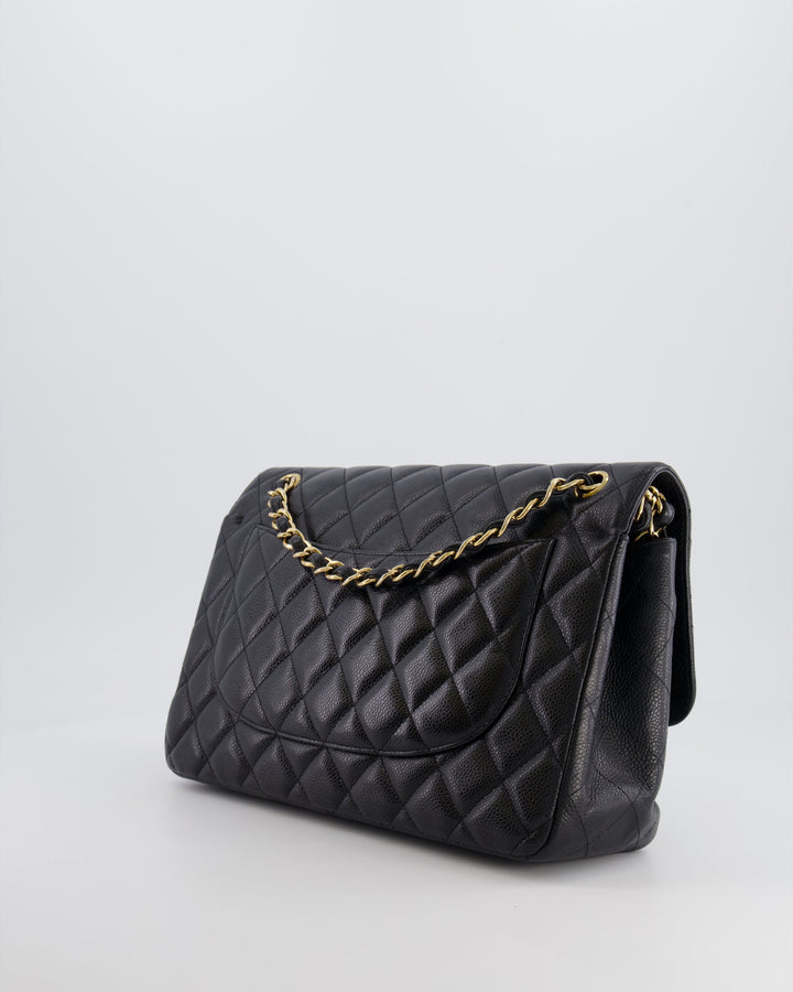 Top Quality Chanel Black Jumbo Classic Double Flap Bag in Caviar Leather with Gold Hardware RRP ¬£9,540