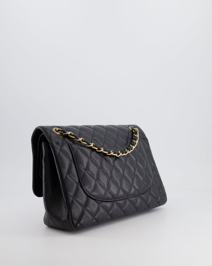 Top Quality Chanel Black Jumbo Classic Double Flap Bag in Caviar Leather with Gold Hardware RRP ¬£9,540