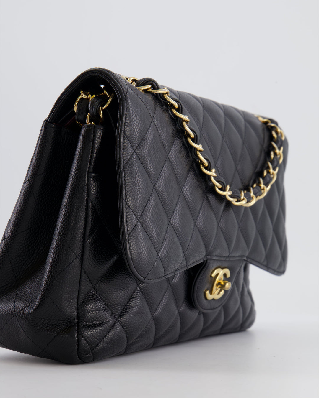 Top Quality Chanel Black Jumbo Classic Double Flap Bag in Caviar Leather with Gold Hardware RRP ¬£9,540