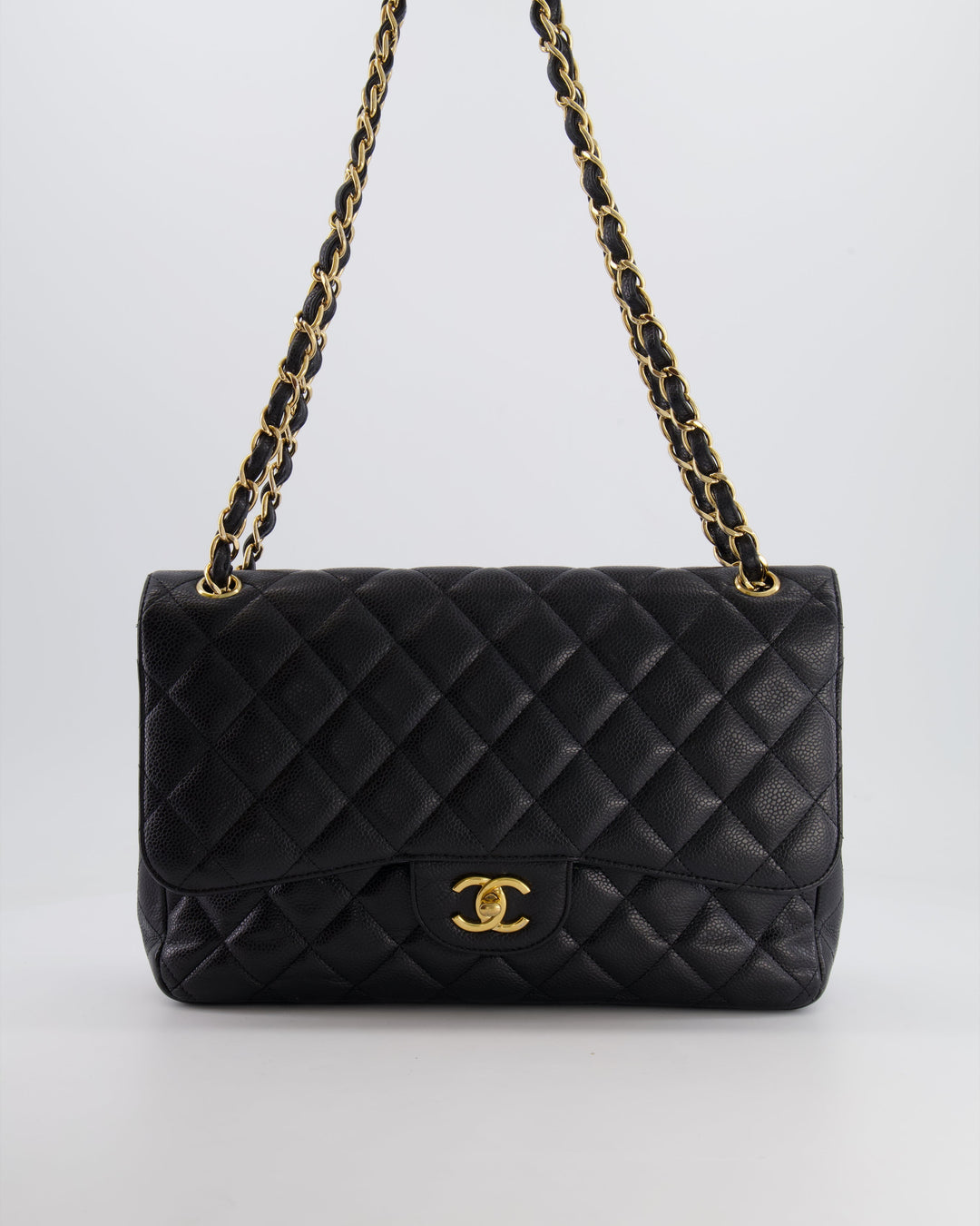Top Quality Chanel Black Jumbo Classic Double Flap Bag in Caviar Leather with Gold Hardware RRP ¬£9,540