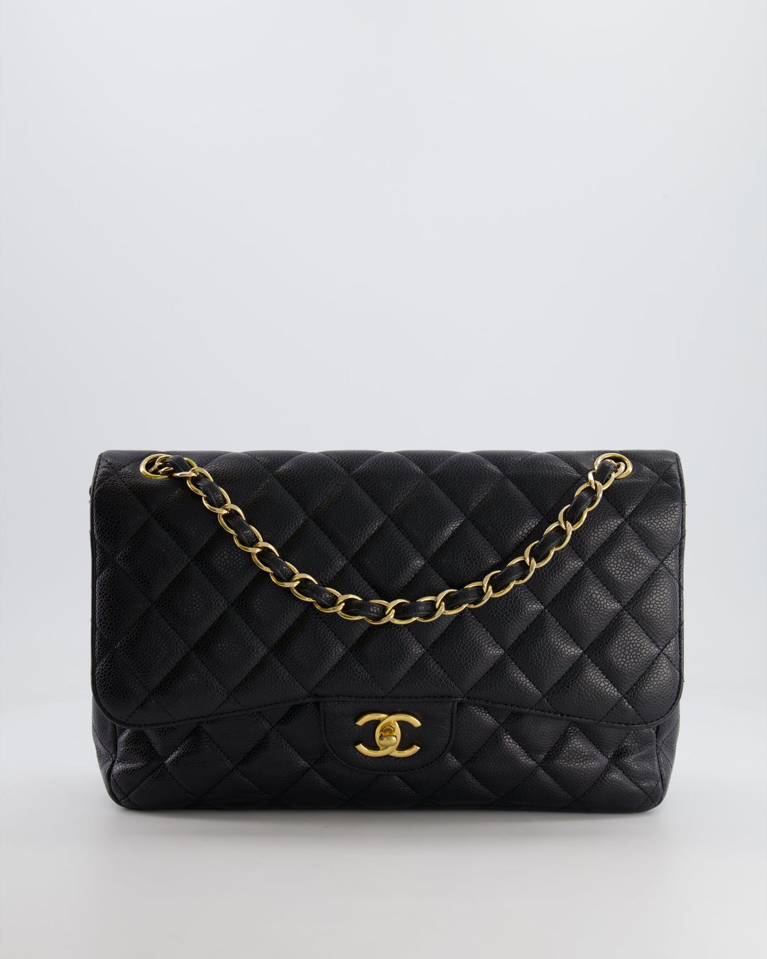 Top Quality Chanel Black Jumbo Classic Double Flap Bag in Caviar Leather with Gold Hardware RRP ¬£9,540