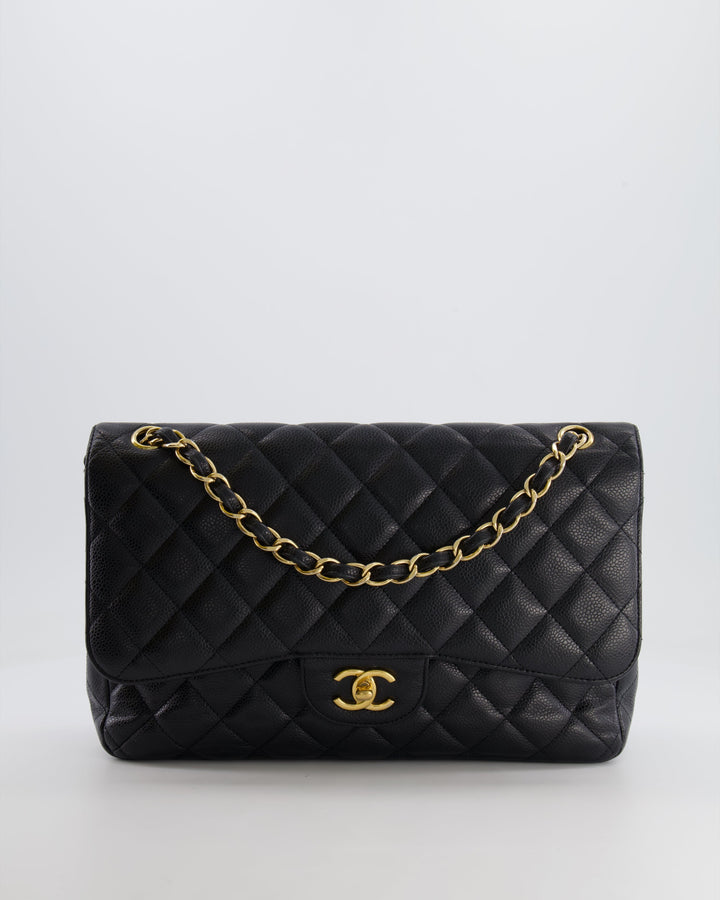 Top Quality Chanel Black Jumbo Classic Double Flap Bag in Caviar Leather with Gold Hardware RRP ¬£9,540