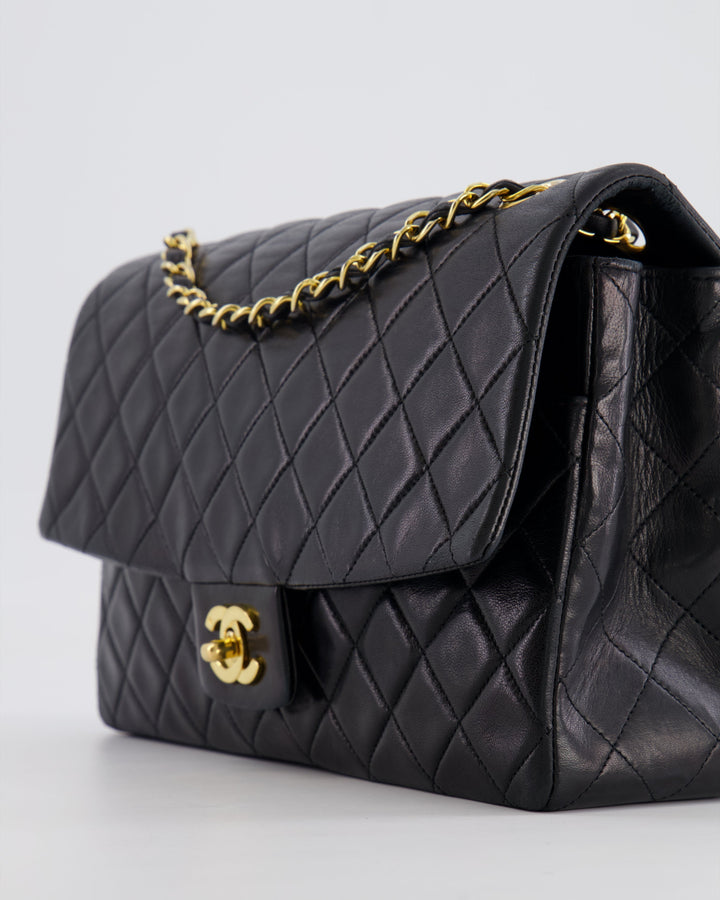 Top Quality Chanel Vintage Black Medium Classic Single Flap Bag in Lambskin Leather with 24K Gold Hardware