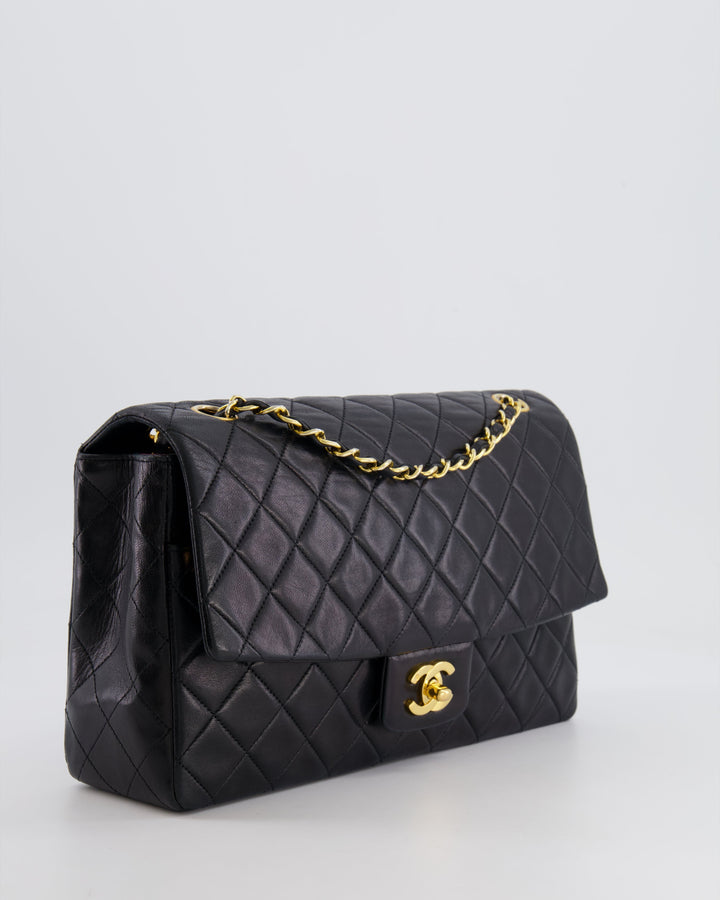 Top Quality Chanel Vintage Black Medium Classic Single Flap Bag in Lambskin Leather with 24K Gold Hardware