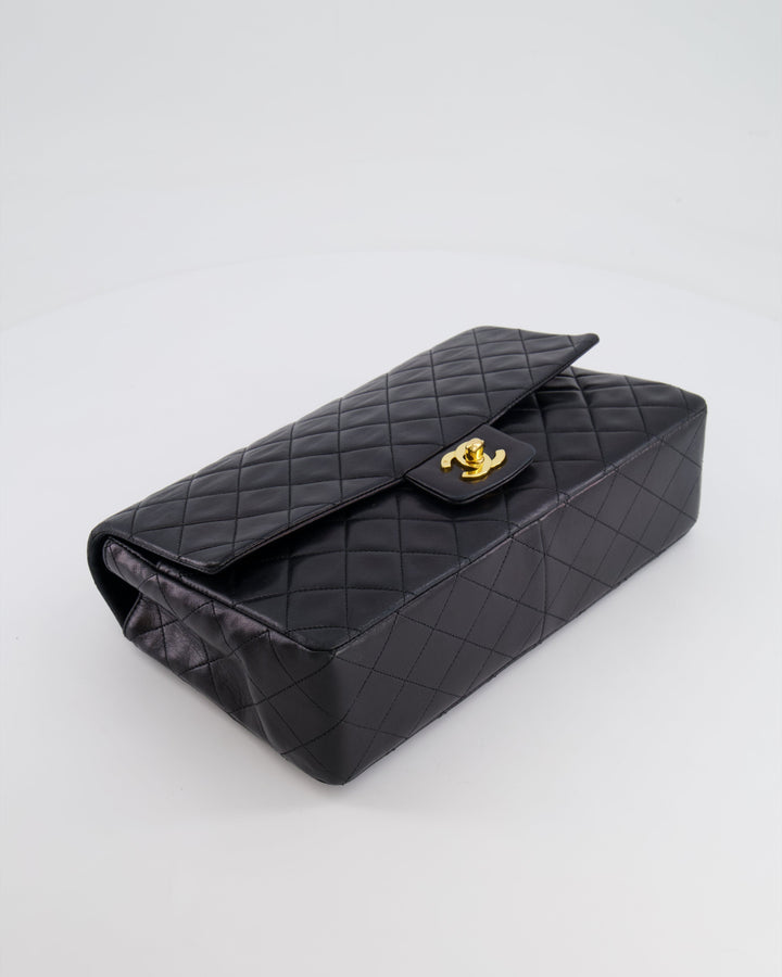 Top Quality Chanel Vintage Black Medium Classic Single Flap Bag in Lambskin Leather with 24K Gold Hardware