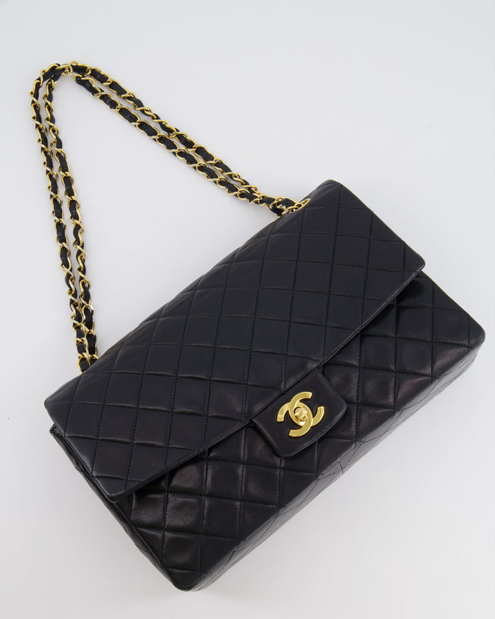 Top Quality Chanel Vintage Black Medium Classic Single Flap Bag in Lambskin Leather with 24K Gold Hardware