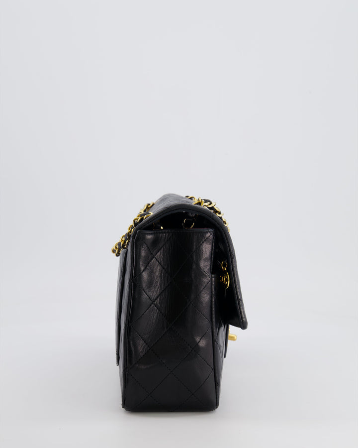 Top Quality Chanel Vintage Black Medium Classic Single Flap Bag in Lambskin Leather with 24K Gold Hardware