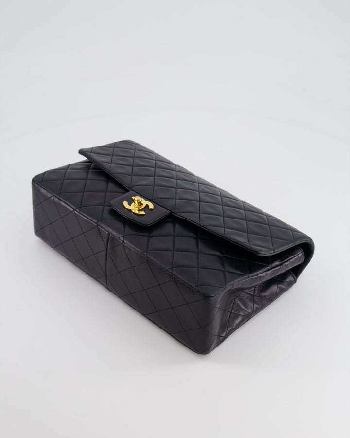 Top Quality Chanel Vintage Black Medium Classic Single Flap Bag in Lambskin Leather with 24K Gold Hardware