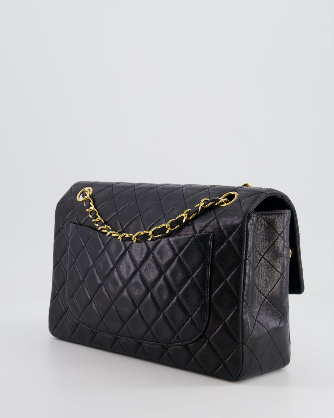 Top Quality Chanel Vintage Black Medium Classic Single Flap Bag in Lambskin Leather with 24K Gold Hardware