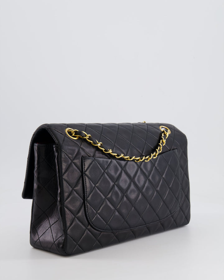Top Quality Chanel Vintage Black Medium Classic Single Flap Bag in Lambskin Leather with 24K Gold Hardware