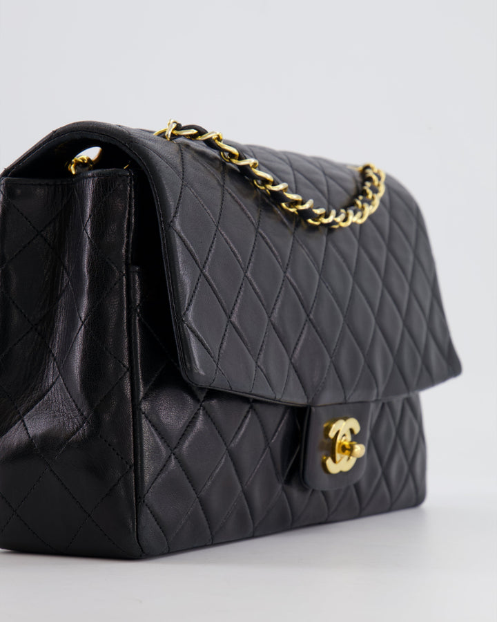 Top Quality Chanel Vintage Black Medium Classic Single Flap Bag in Lambskin Leather with 24K Gold Hardware