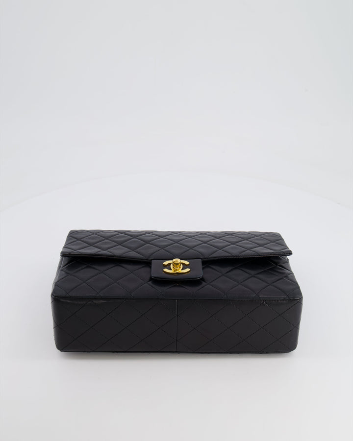 Top Quality Chanel Vintage Black Medium Classic Single Flap Bag in Lambskin Leather with 24K Gold Hardware
