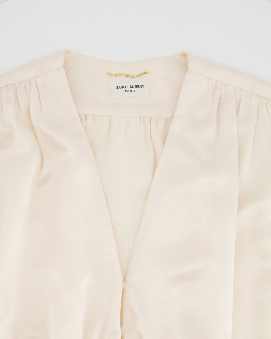 Saint Laurent Cream Silk Long Sleeve Blouse Size FR 42 (UK 14)