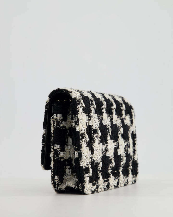 *HOT* Top Quality Chanel Black & White Houndstooth Wallet on Chain Bag in Tweed with Champagne Gold Hardware