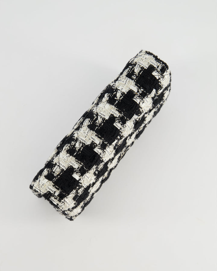 *HOT* Top Quality Chanel Black & White Houndstooth Wallet on Chain Bag in Tweed with Champagne Gold Hardware