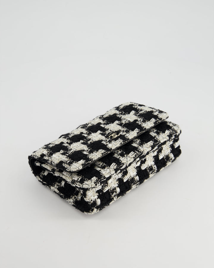 *HOT* Top Quality Chanel Black & White Houndstooth Wallet on Chain Bag in Tweed with Champagne Gold Hardware
