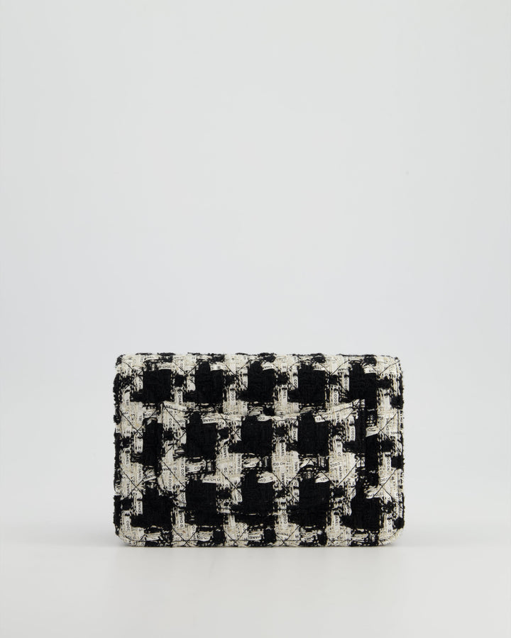 *HOT* Top Quality Chanel Black & White Houndstooth Wallet on Chain Bag in Tweed with Champagne Gold Hardware