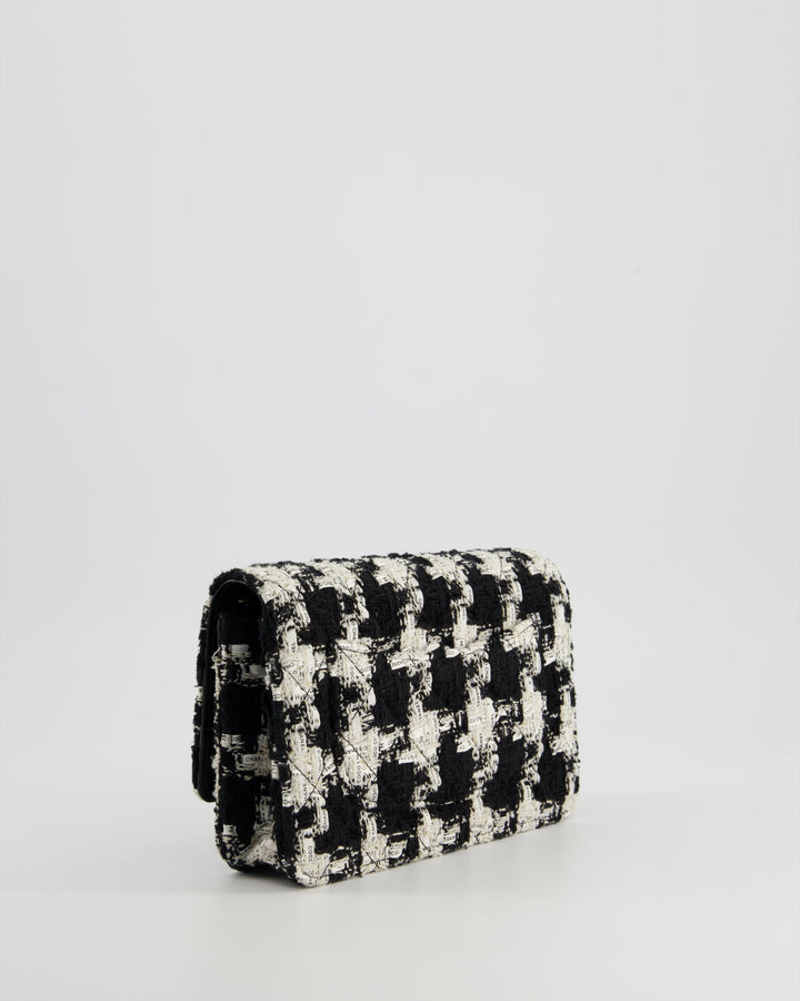 *HOT* Top Quality Chanel Black & White Houndstooth Wallet on Chain Bag in Tweed with Champagne Gold Hardware