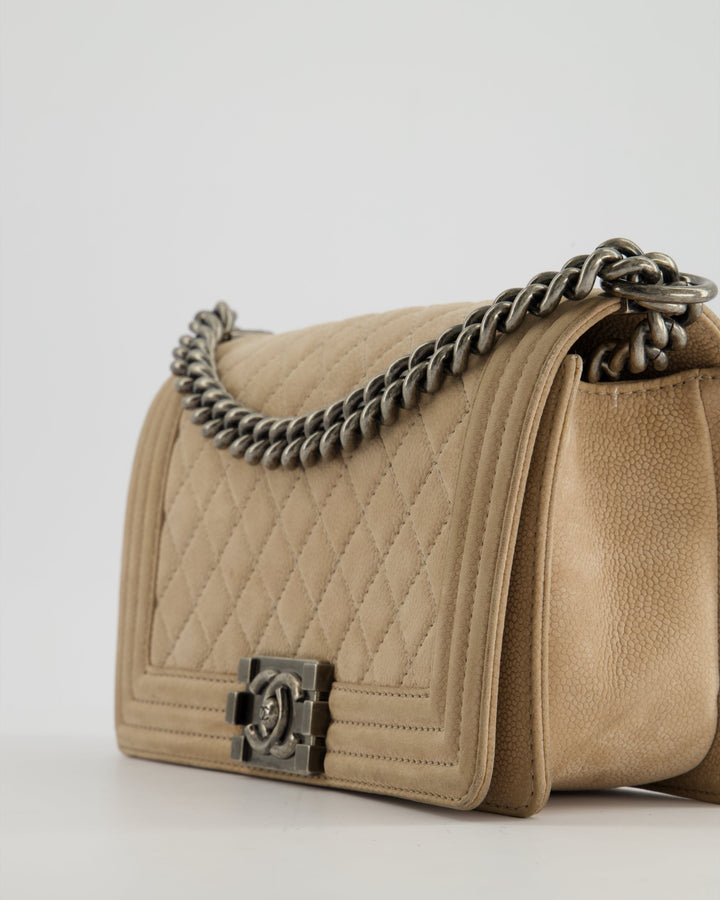 *FIRE PRICE* Top Quality Chanel Medium Beige Boy Bag in Nubuck Leather with Ruthenium Hardware