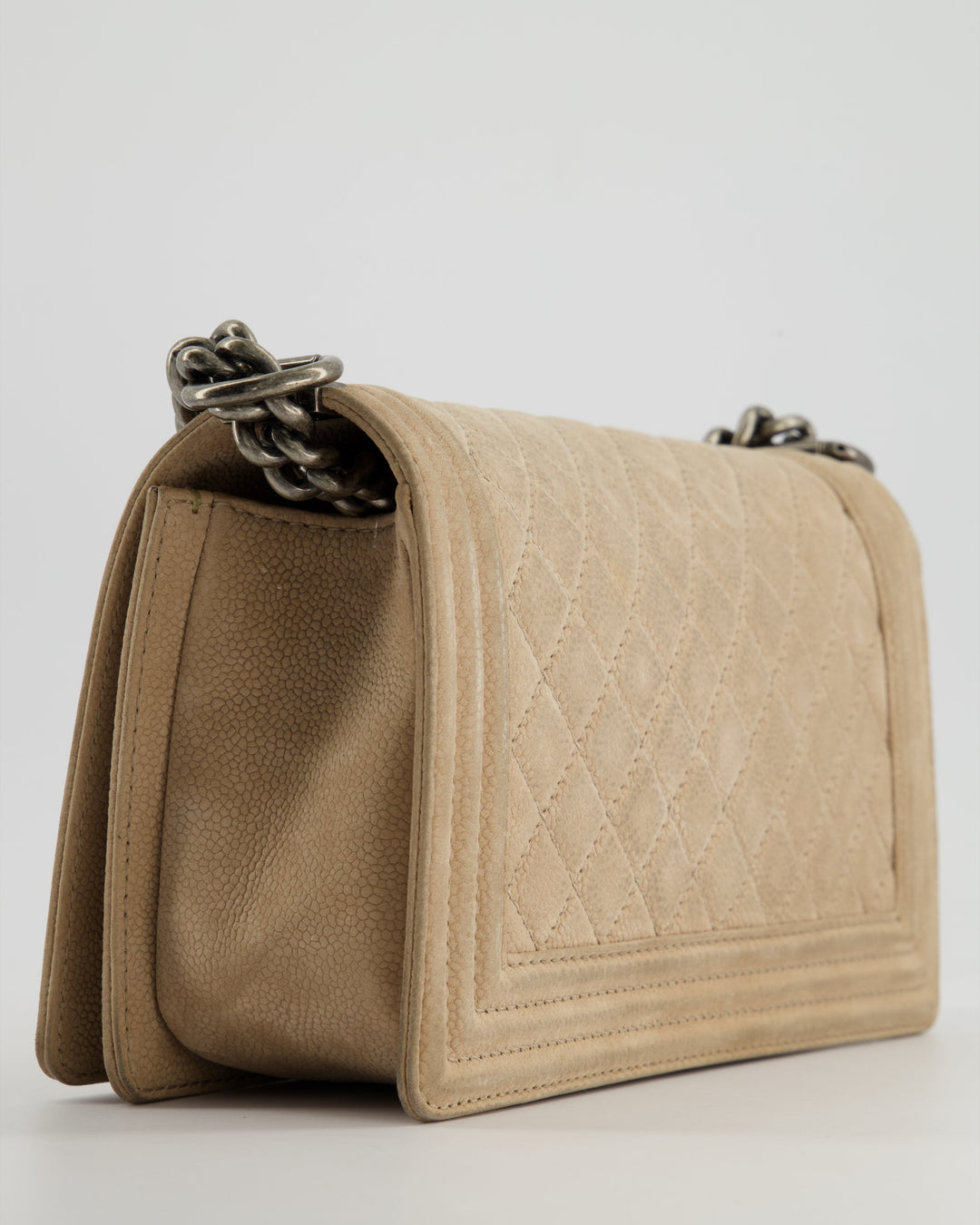 *FIRE PRICE* Top Quality Chanel Medium Beige Boy Bag in Nubuck Leather with Ruthenium Hardware