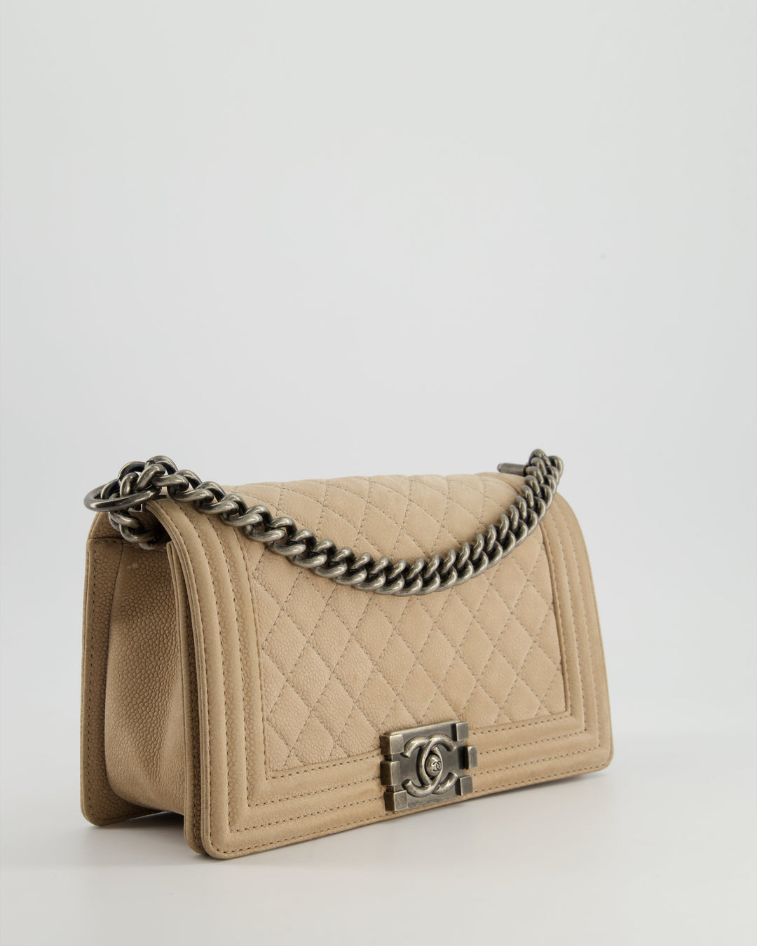 *FIRE PRICE* Top Quality Chanel Medium Beige Boy Bag in Nubuck Leather with Ruthenium Hardware