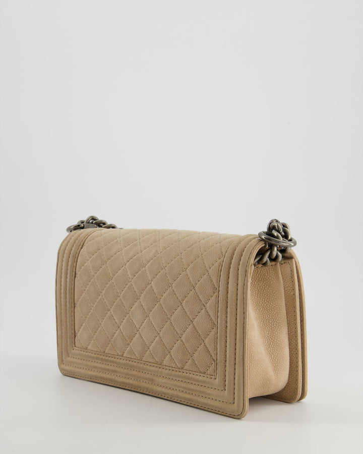 *FIRE PRICE* Top Quality Chanel Medium Beige Boy Bag in Nubuck Leather with Ruthenium Hardware