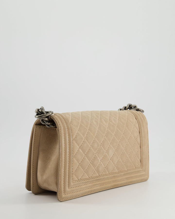 *FIRE PRICE* Top Quality Chanel Medium Beige Boy Bag in Nubuck Leather with Ruthenium Hardware