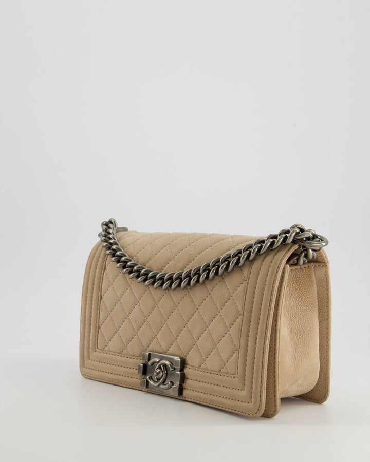 *FIRE PRICE* Top Quality Chanel Medium Beige Boy Bag in Nubuck Leather with Ruthenium Hardware