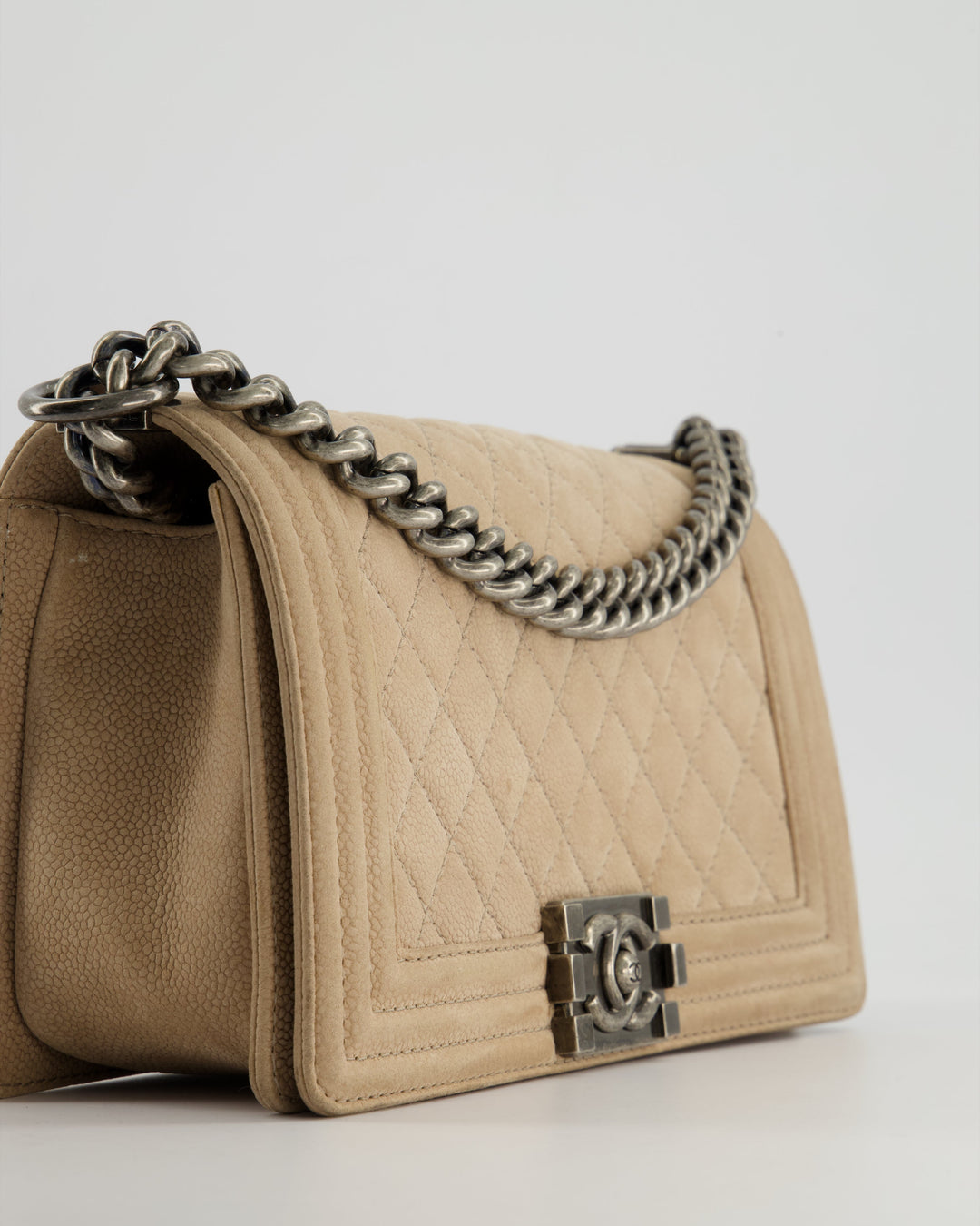 *FIRE PRICE* Top Quality Chanel Medium Beige Boy Bag in Nubuck Leather with Ruthenium Hardware