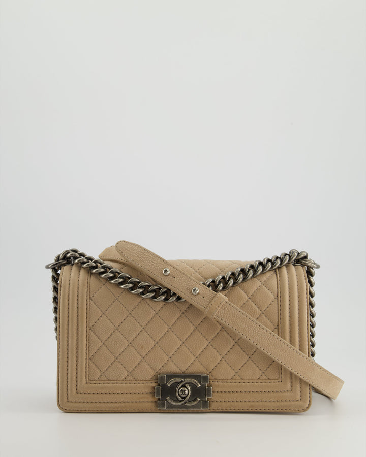 *FIRE PRICE* Top Quality Chanel Medium Beige Boy Bag in Nubuck Leather with Ruthenium Hardware