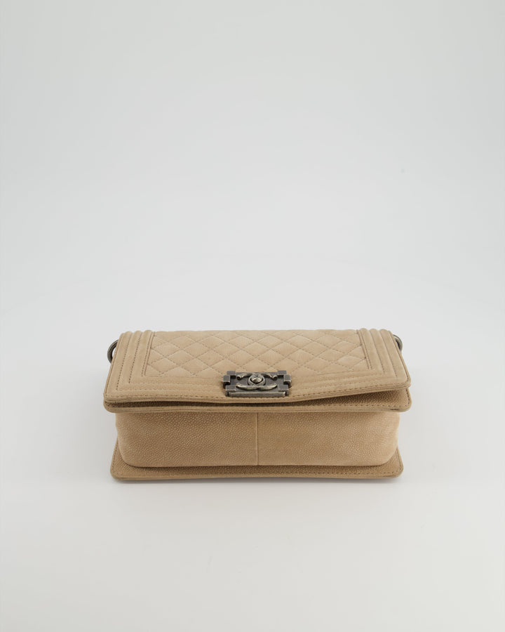 *FIRE PRICE* Top Quality Chanel Medium Beige Boy Bag in Nubuck Leather with Ruthenium Hardware
