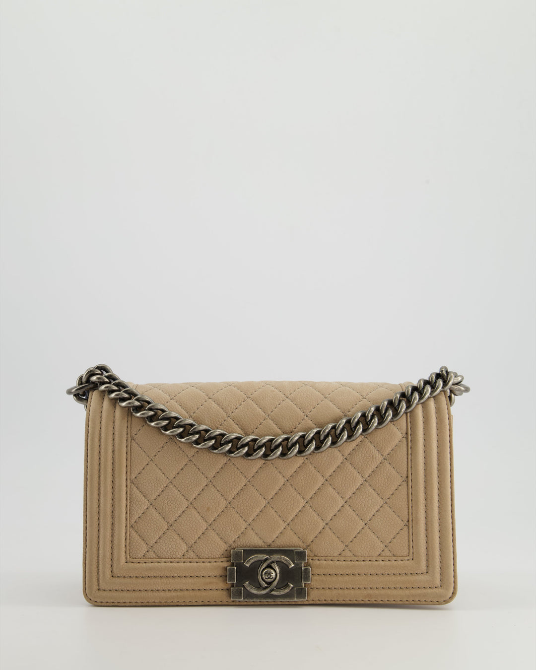 *FIRE PRICE* Top Quality Chanel Medium Beige Boy Bag in Nubuck Leather with Ruthenium Hardware