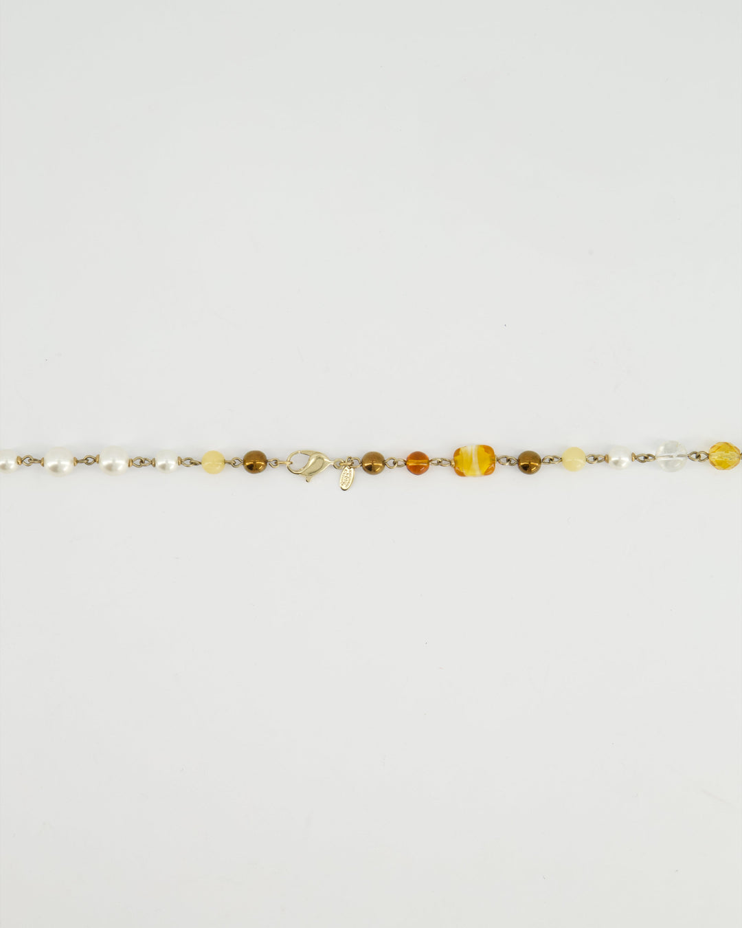 *HOT* Top Quality Chanel Brown Glass Pearls and Gold CC Logo Necklace