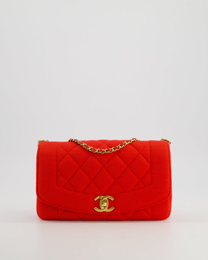 *RARE* Top Quality Chanel Red Jersey Small Diana Flap Bag in with Gold Hardware