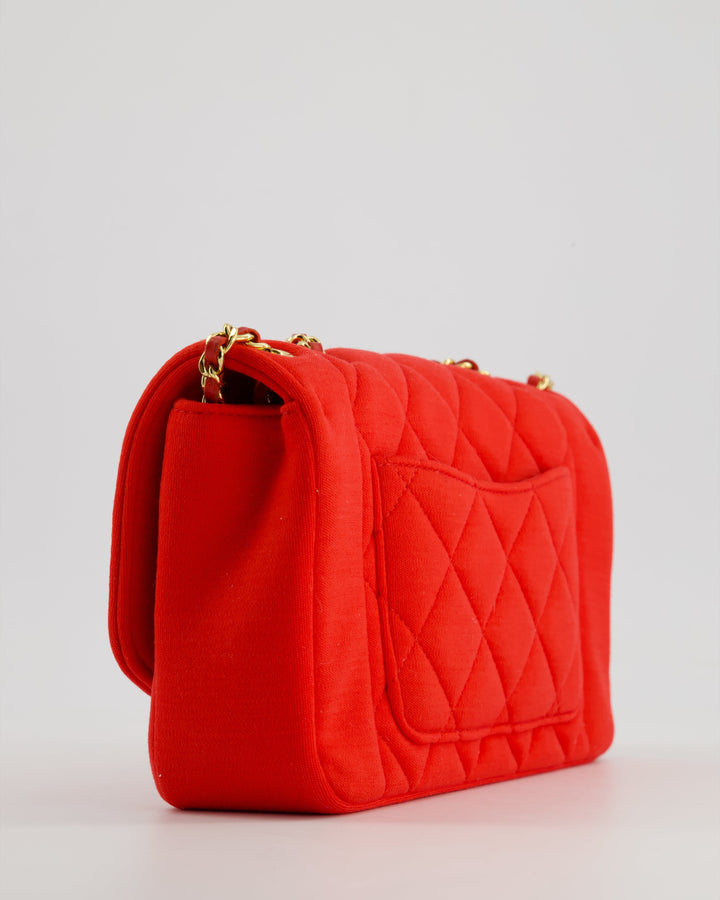 *RARE* Top Quality Chanel Red Jersey Small Diana Flap Bag in with Gold Hardware