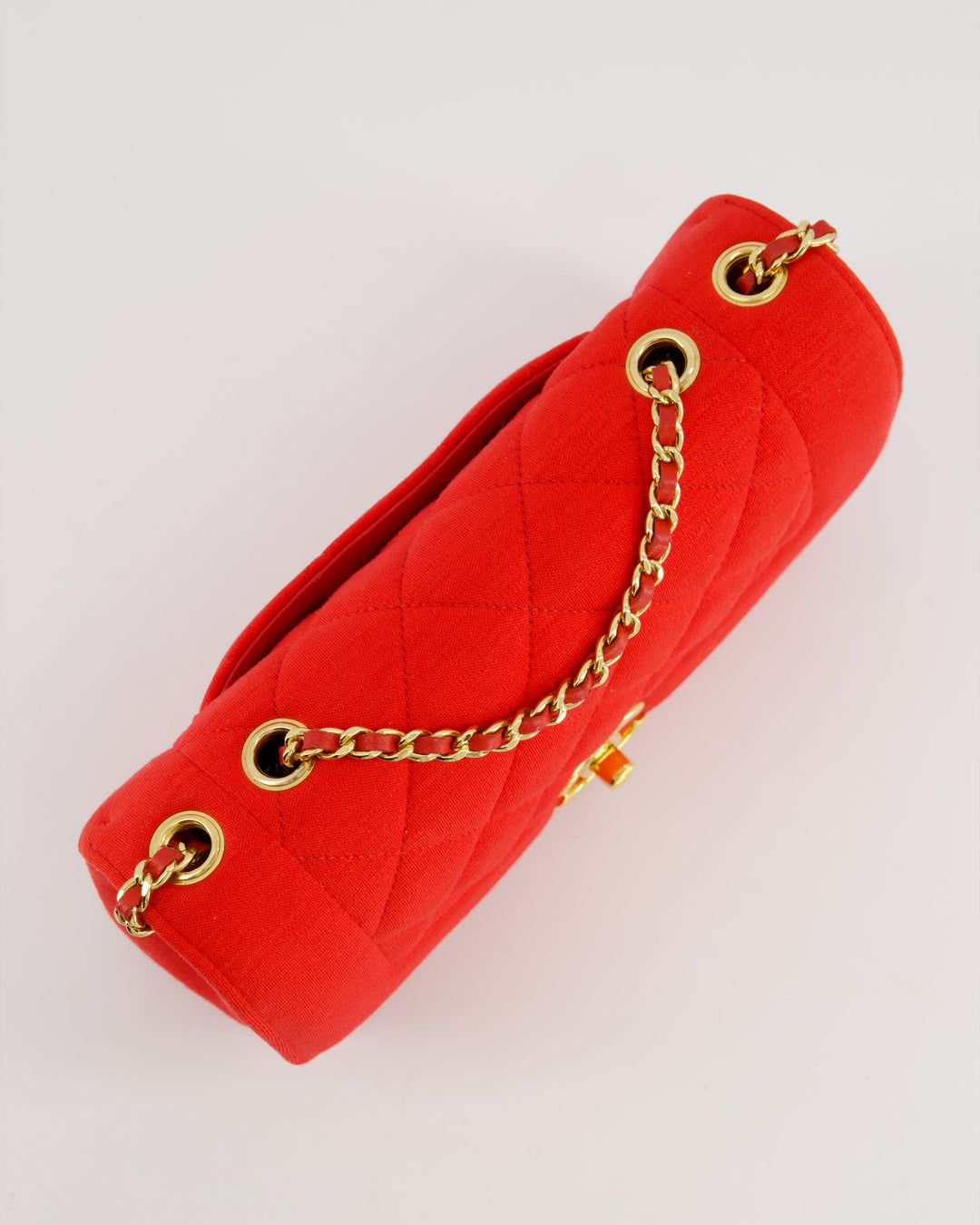 *RARE* Top Quality Chanel Red Jersey Small Diana Flap Bag in with Gold Hardware