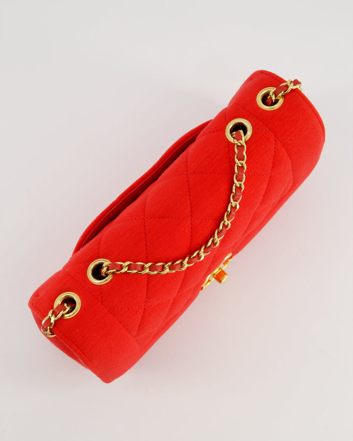 *RARE* Top Quality Chanel Red Jersey Small Diana Flap Bag in with Gold Hardware