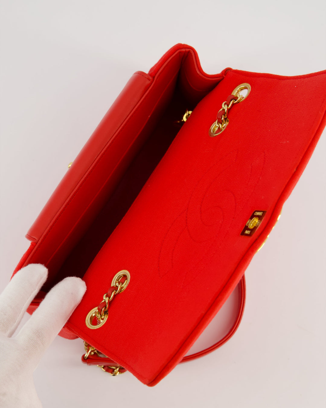 *RARE* Top Quality Chanel Red Jersey Small Diana Flap Bag in with Gold Hardware
