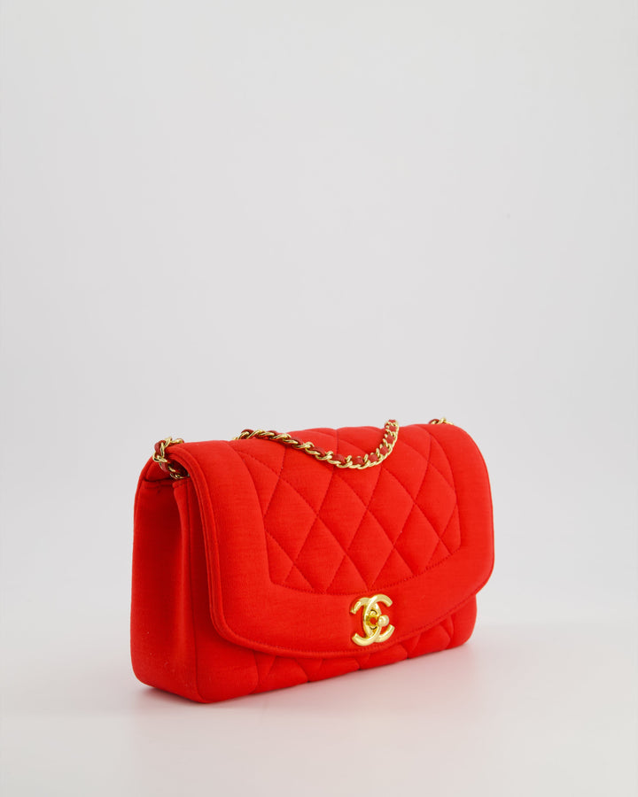 *RARE* Top Quality Chanel Red Jersey Small Diana Flap Bag in with Gold Hardware