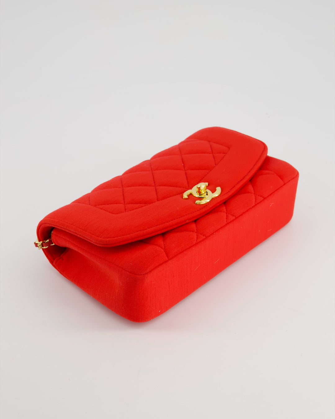 *RARE* Top Quality Chanel Red Jersey Small Diana Flap Bag in with Gold Hardware