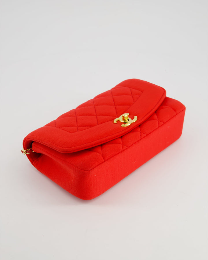 *RARE* Top Quality Chanel Red Jersey Small Diana Flap Bag in with Gold Hardware