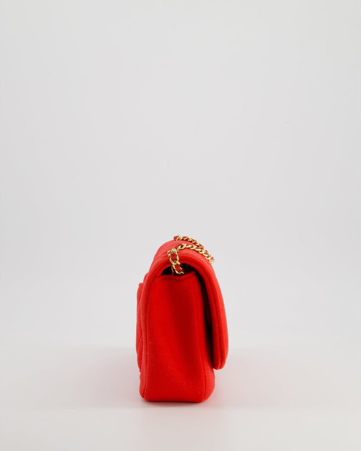 *RARE* Top Quality Chanel Red Jersey Small Diana Flap Bag in with Gold Hardware