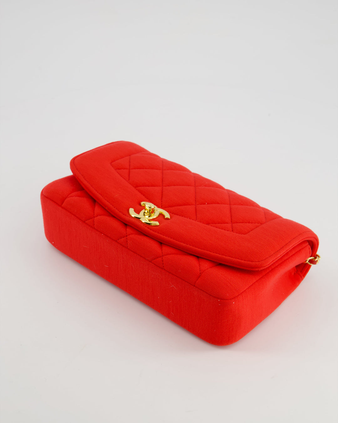 *RARE* Top Quality Chanel Red Jersey Small Diana Flap Bag in with Gold Hardware