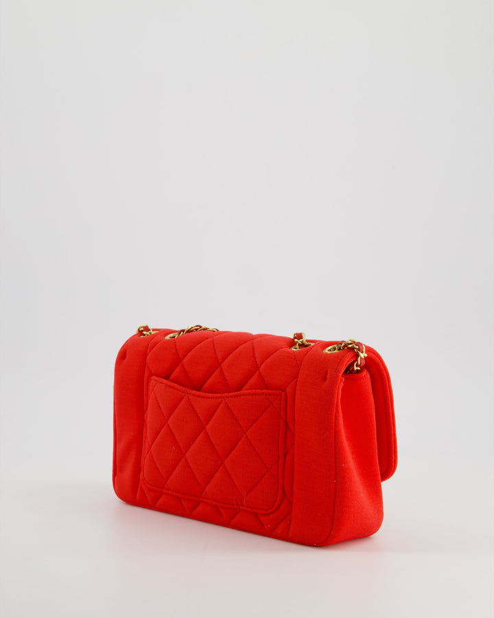 *RARE* Top Quality Chanel Red Jersey Small Diana Flap Bag in with Gold Hardware